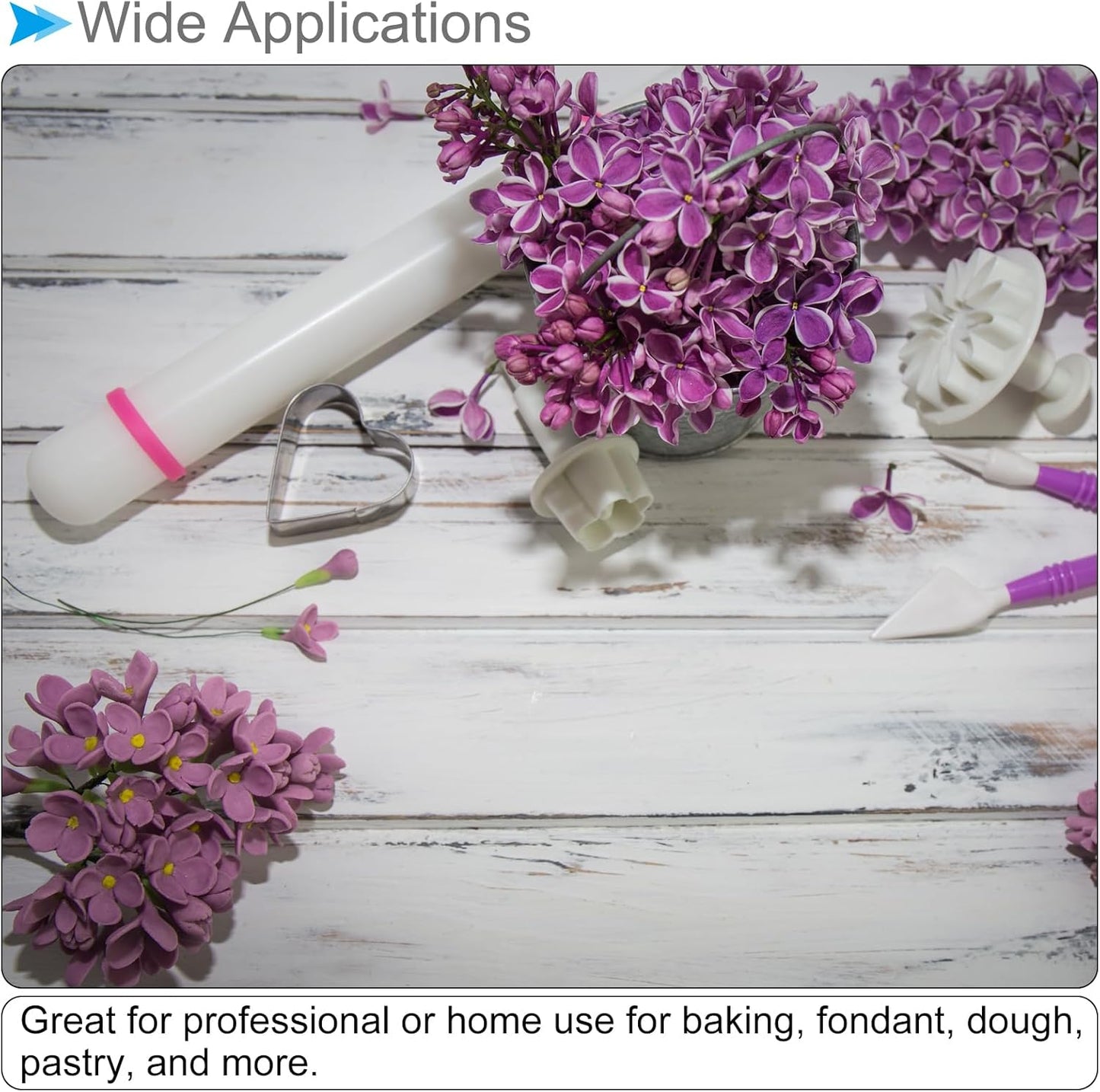 Fondant Rolling Pin, 18" Length, PP Plastic Non-Stick Guide Rings Fondant Roller Dough Roller - (Applications: for Clay Baking Fondant DIY)