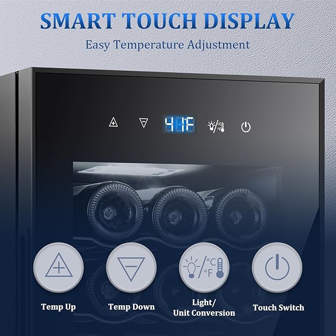 18 Bottle Compressor Wine Cooler Refrigerator with Lock, Freestanding Wine Fridge, 41°F-64°F Digital Temperature Control, Large Wine Cellar for Red, White, Champagne, and Sparkling Wine – Black