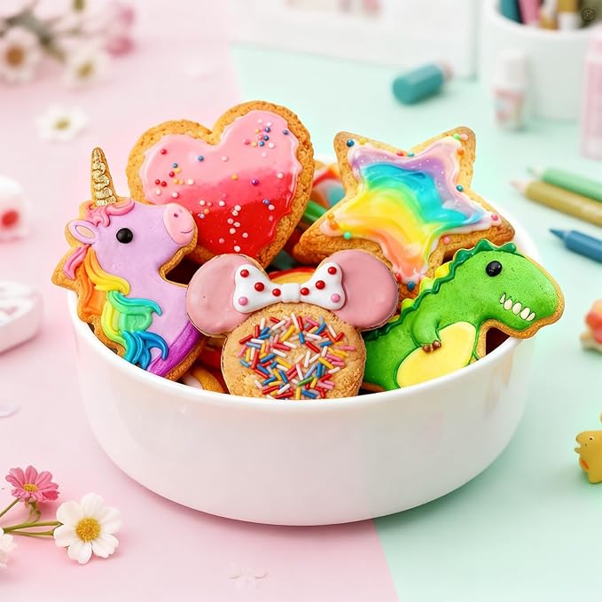 Stainless Steel Cookie Cutters, Mickey Unicorn Dinosaur Heart Star Cookie Cutters, Metal Biscuit Cutter Molds for Baking or Valentine's Day Christmas Holiday Party Decorations