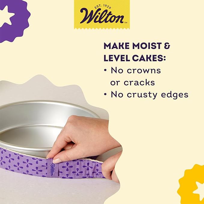 Wilton Bake Even Cake Strips, Prevents Domed Tops & Cracked Edges for Moist, Level Cakes, Fits 8-Inch & 10-Inch Round Cake Pans, 2-Piece Set