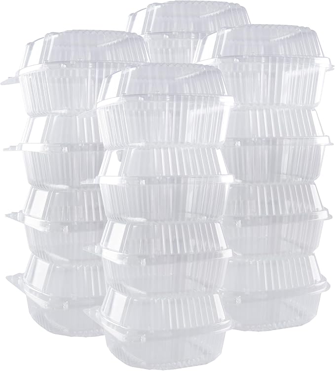 O’Creme Bakeable Plastic Mini Cake Pan with Container - Baking Pan With Non-Stick Silicone - Reusable Mold For Baking and Much More - and Clear Snap-Closure Container - 50 Cake Pans + 50 Containers
