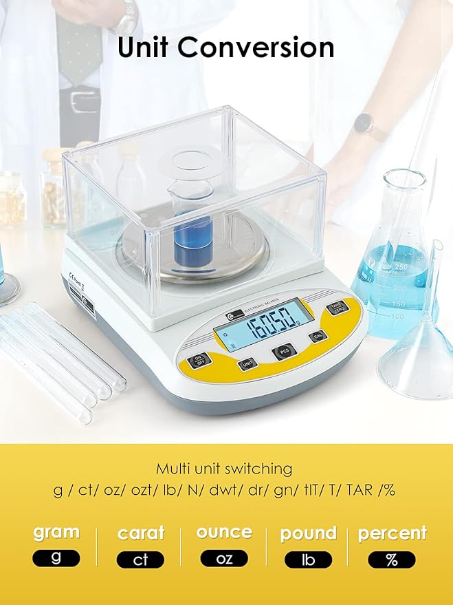 CGOLDENWALL Lab Scale 3000gX0.01g Analytical Electronic Balance Digital Laboratory Scale Precision Jewelry Scales Kitchen Weighing Scales 0.01g Calibrated 110V (3000g, 0.01g)