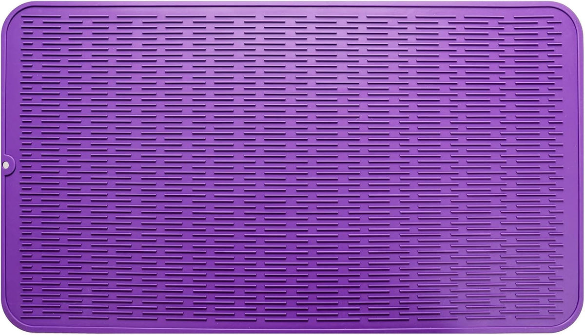 Silicone Dish Drying Mat for Multiple Usage,Easy clean,Eco-friendly,Heat-resistant Silicone Mat for Kitchen Counter or Sink,Refrigerator or Drawer Liner Purple 4XL 32 inches x 18 inches