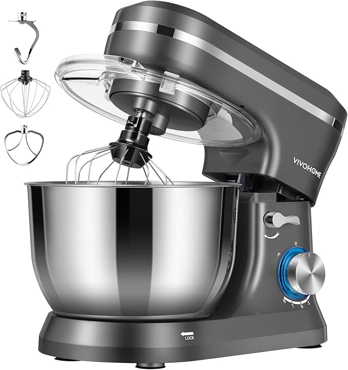 VIVOHOME 4.75 Quart Stand Mixer, 8 Speed Kitchen Electric Food Mixer with VIVOHOME 6 in 1 Multifunctional Stand Mixer with 8.5 Quart Stainless Steel Bowl