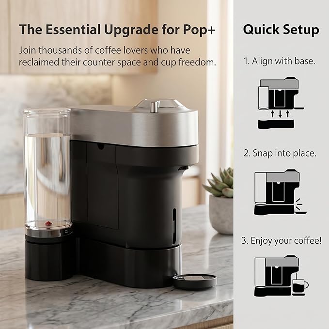 Riser Stand for Nespresso Vertuo Pop+, 2.5inch Height Elevation Stand, 3D Printed Coffee Machine Base, Compatible with Standard and Deluxe Models, Fits YETI 20 oz & Contigo 16 oz Mugs (Black)