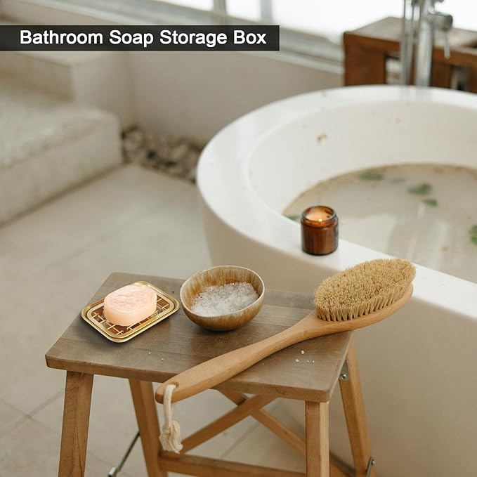 SheeChung 4 Pack Farmhouse Metal Wire Basket Bin with Wall Mount and 2 Pack Bathroom Soap Dishes Tray with Drain Metal Sponges Scrubber Holder Bar Soap Dispenser Saver