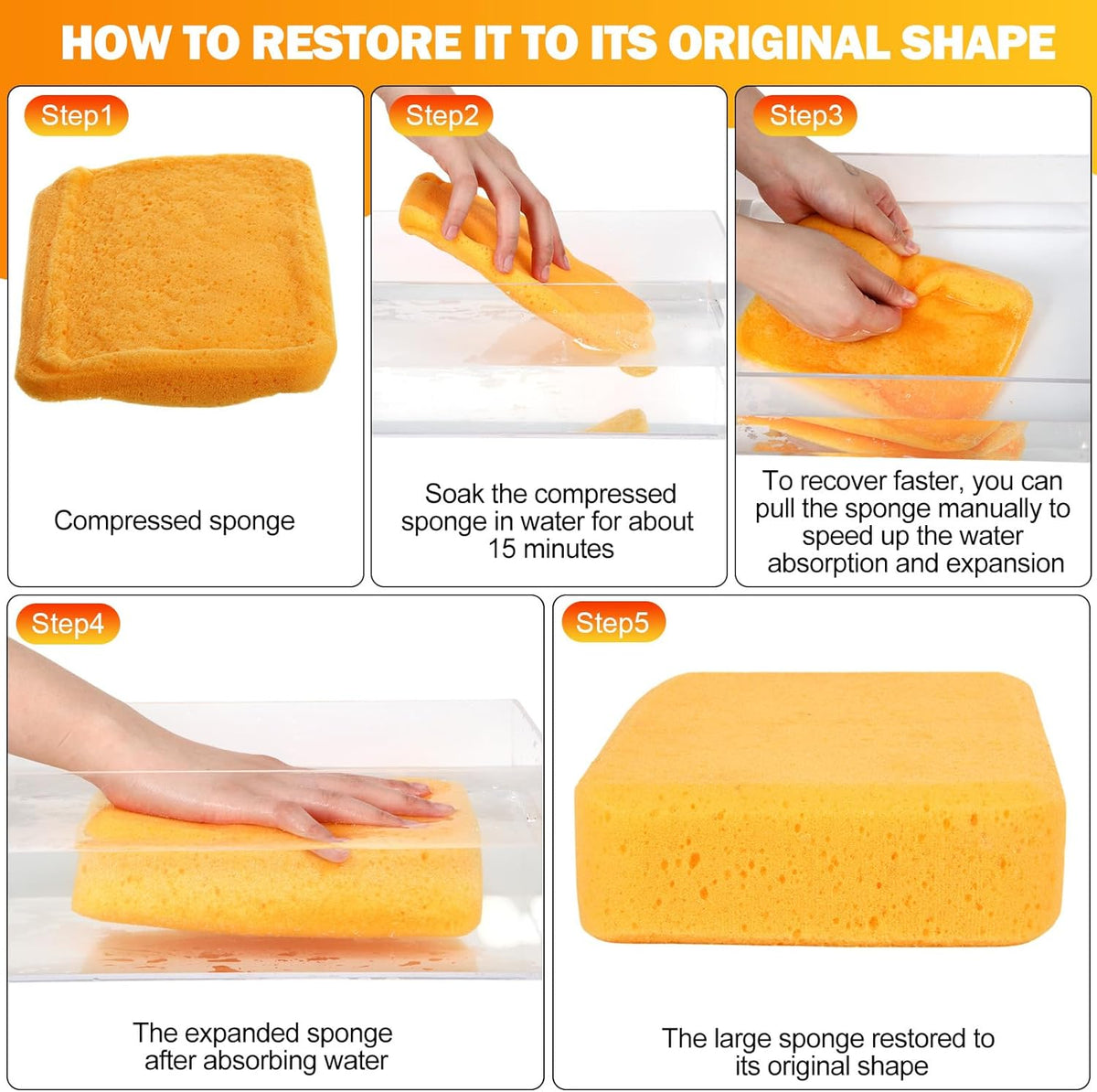 Tioncy 12 Pcs Large Sponges Bulk 7.5 x 5.5 x 1.9 Inch Grouting Car Wash Foam Cleaning and Washing Sponge Commercial Foam Large All Purpose for Cleaning Dishes Car Tile Bike (Yellow)