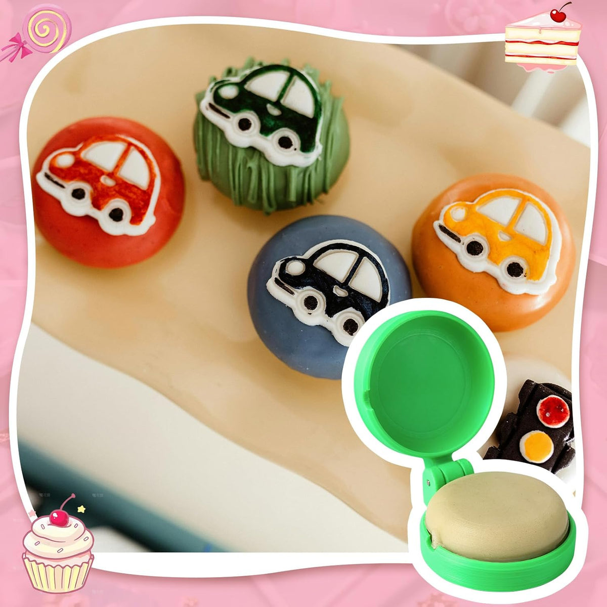 2 PCS Disc Cake Pop Mold Shapes Press Set, 3D Printed Cake Pop Cutter and Pusher, Baking Tools Accessories for Home Baking, Birthday Parties, Wedding Desserts