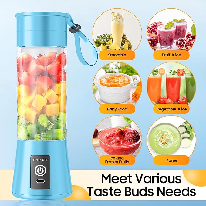 Portable Blender for Smoothies & Shakes - Cordless Personal Size Mini Blender with BAP Free Juice Cup, USB Rechargeable Suit for Sports/Picnic, Mother's Day