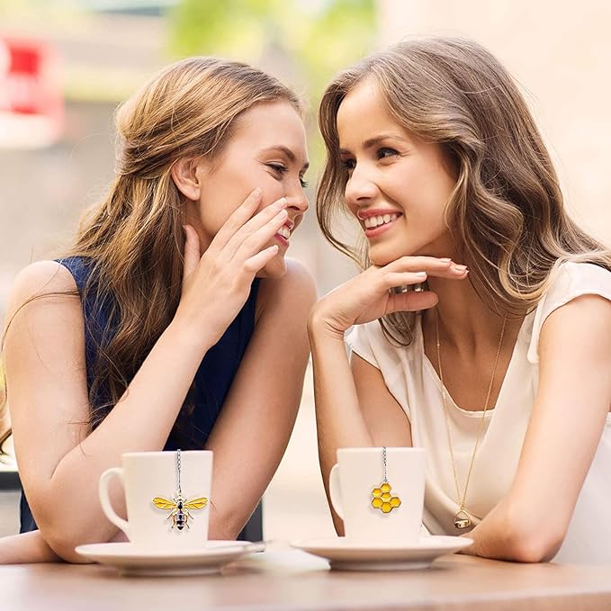 Tea Strainers for Loose Tea, Set of 2 TeaSanavie Stainless Steel Tea Ball, Tea infuser with Honeybee & Beehive Charm