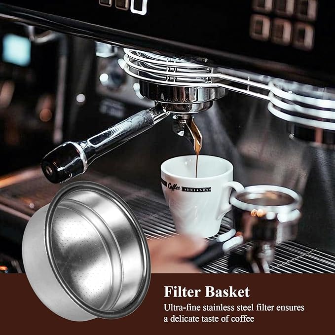 1 Pack 51mm Stainless Steel Coffee Filter Basket, Espresso Portafilter Machine Parts Compatible with CASABREWS, Gevi (1, Two Cups)