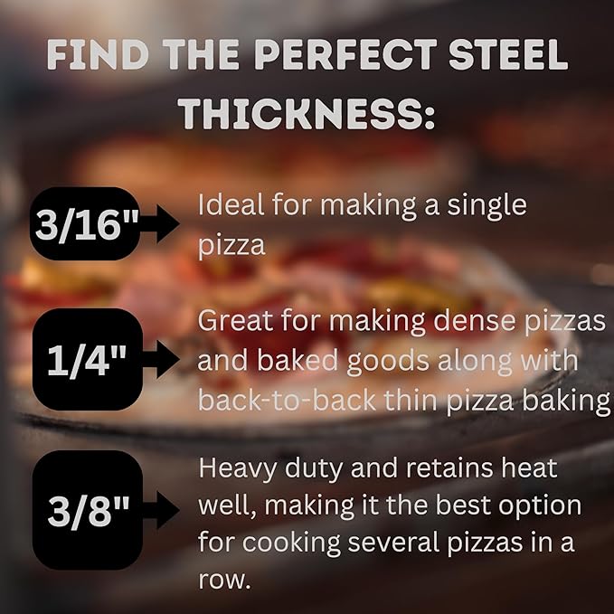 ThermiChef 14x14 Pizza Steel, 1/4" Thick, 13.4 lbs - Cooking Steel for Oven & Grill - Made in USA