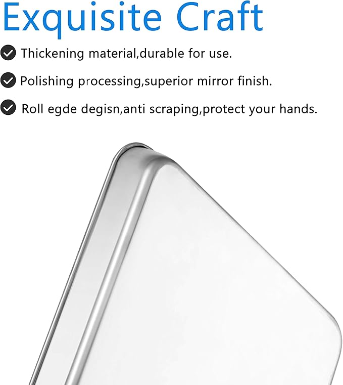Baking Sheets 5 Pieces, Bastwe Stainless Steel Baking Pan Tray Cookie Sheet, Rectangle Size 9 X 7 X 1 inch, Healthy & Non Toxic, Rust Free & Mirror Finish, Easy Clean & Dishwasher Safe