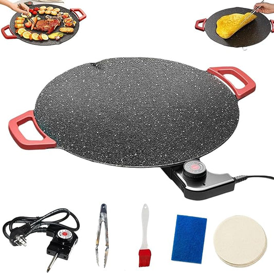 Indoor Grills Electric Smokeless, Smoke-Free Indoor Electric Grill & Non-stick Pan, 11/14 /15 Inch Nonstick Round Pan with Temperature Control, for Steaks, Pancakes, And BBQ (40 cm / 15.75 in)
