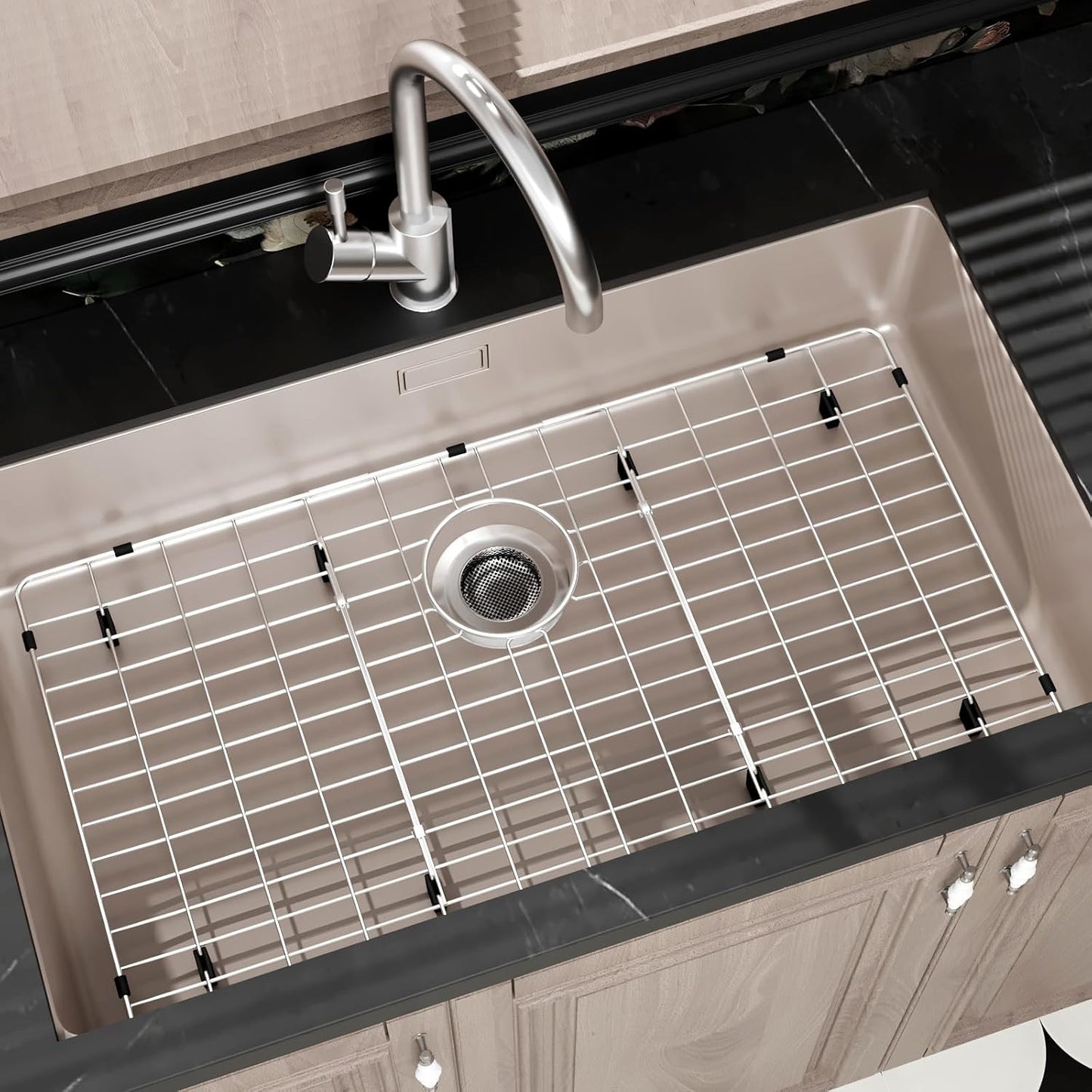 Sink Protectors for Kitchen Sink, Sink Grate Grid for Bottom of Sink, Metal Sink Rack, Bottom Basin Rack, Stainless Steel, 28.4" x 14.2"