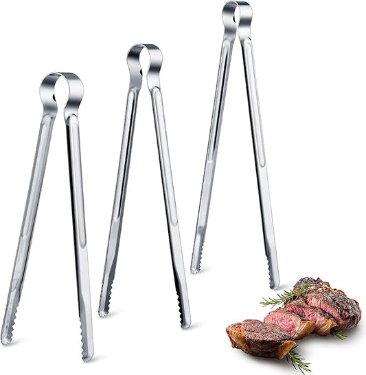 Chengu 3 Pieces 8.7 Inch,10inch,11.7inch Kitchen Tongs Set Stainless Steel Tongs Buffet Tongs Metal Utility Cooking Tong for Cooking Serving Barbecue Thanksgiving Halloween Christmas