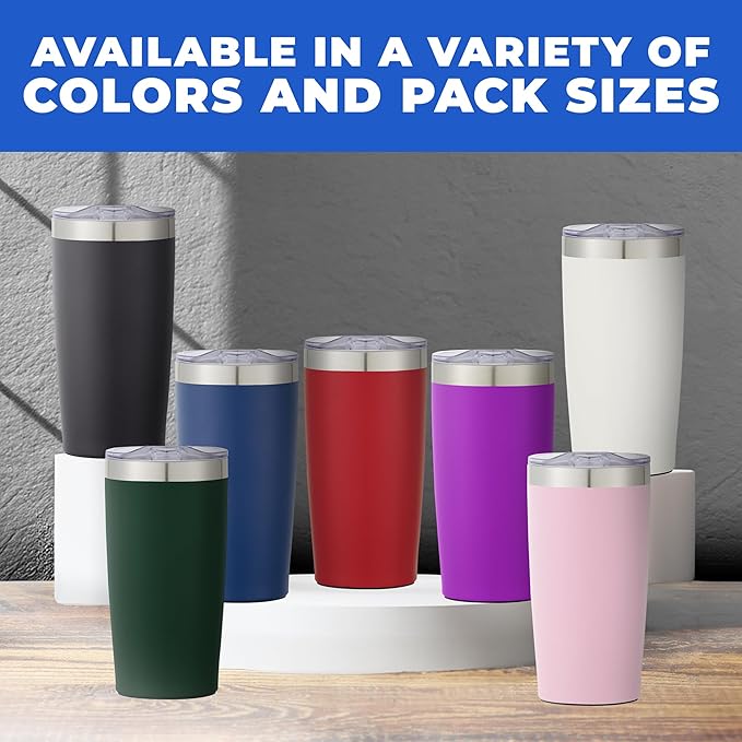 6 Ct of 20 Oz Two-Tone Himalayan Stainless Steel Tumbler with Lid – Navy Blue – Customizable Insulated Cups for Water, Coffee, Hot & Iced Drinks – Great for DIY, Events, Work
