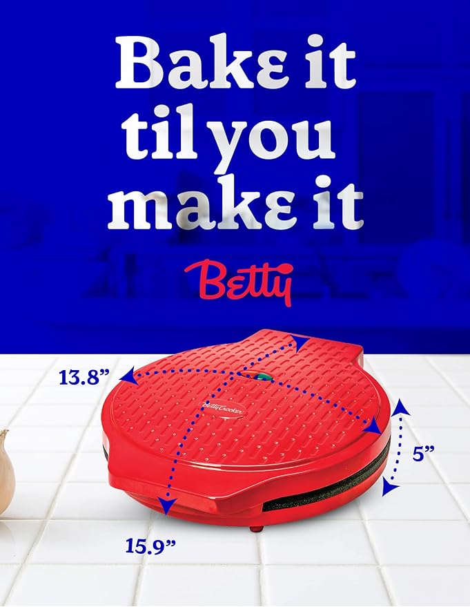 Betty Crocker Pizza Maker Plus,12" Indoor Electric Grill,Nonstick Griddle Pan for Pizzas,Quesadillas,Tortillas,Nachos and more,12" Electric Griddle for Delicious Meals and Snacks,Red,(Pack of 2)