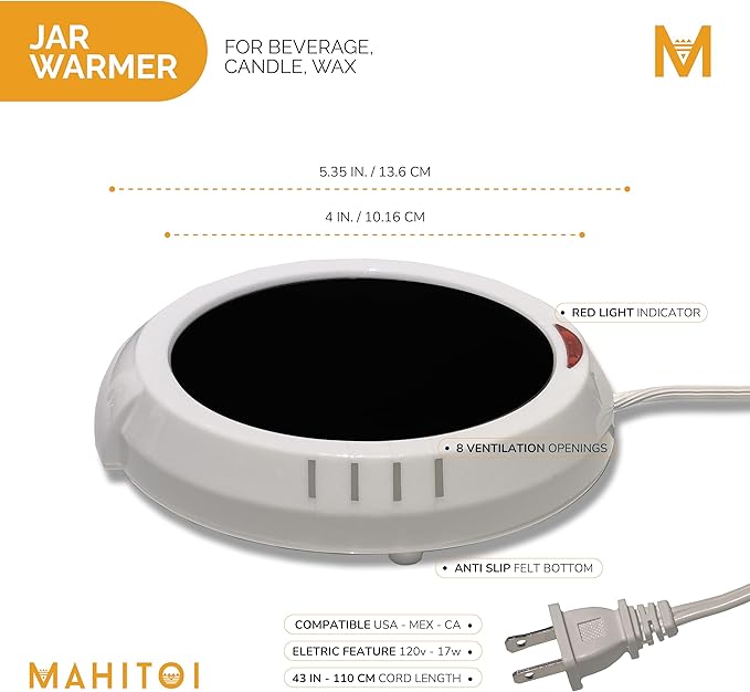 Durable Heavy Portable Large Warmer Safe Plate for Candle Jar & Mug Warmer, White Pack