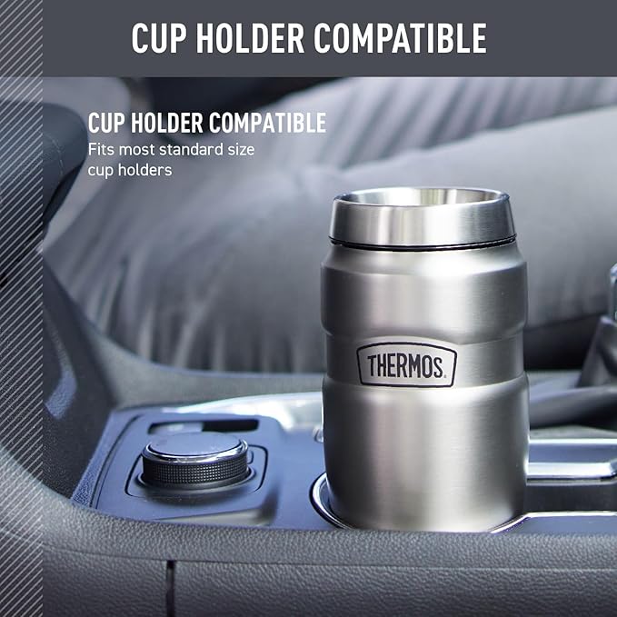 THERMOS Stainless King Vacuum-Insulated Stainless Steel Tumbler - 16oz, Rustic Red - Insulated Coffee Tumbler for Hot & Cold Drinks - Leak-Proof & Sweat-Proof for Commuting & Traveling