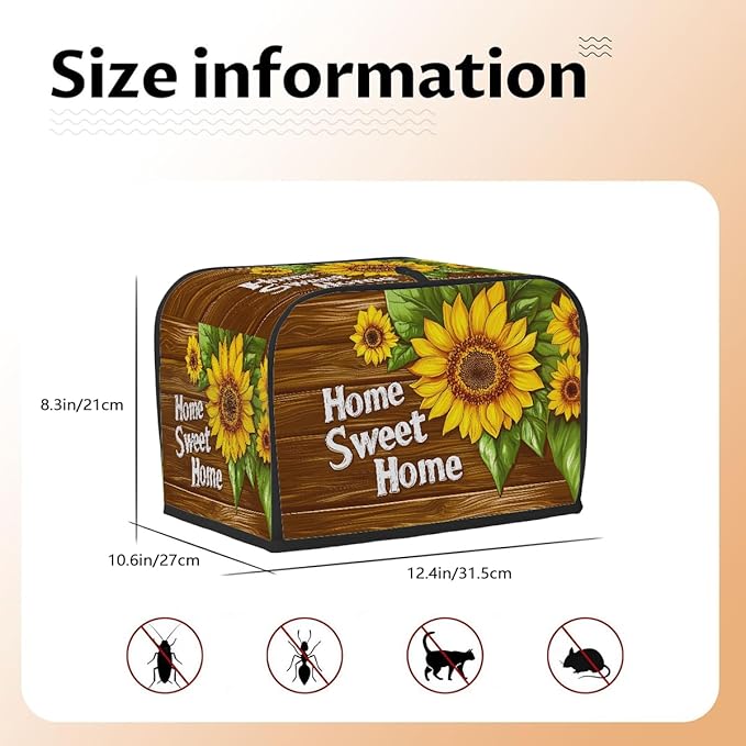 Flower Sunflower Painting Toaster Cover 4 Slice Dust and Fingerprint Protection Toaster Bread Maker Covers Washable Kitchen Small Appliance Covers for Kitchen Accessories Decor Bakeware Women Gift