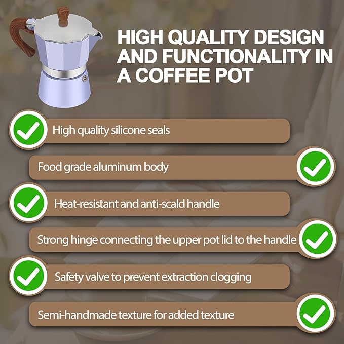 Aluminum 9 Cup 450ml Moka Pot Express Coffee Maker Stovetop Espresso Colorful Coffeemaker Italian Classic Style Brewing Greca Cafe Mocha Machine for Cafeteras Lover Camping Travel and Home Use 15oz