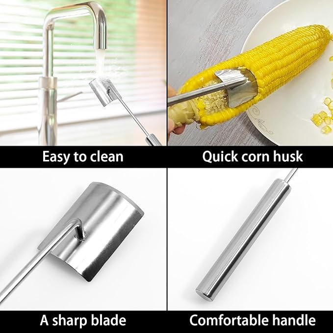 Corn Peeler For Corn On The Cob，Stainless Steel Corn Peeler, Corn on the Cob Remover, Fast and Safe, For Home Kitchens, Restaurants, Outdoor Dining