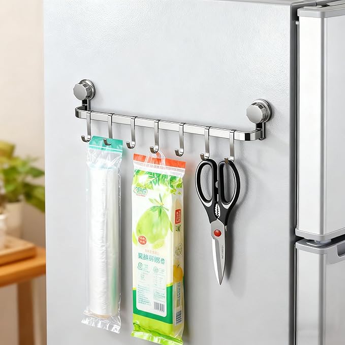 2026 Upgrad Wall Hooks Rack, Space Saving Utensil Holder for Kitchen Bathroom, No Drilling Wall Mounted Accessory Hanger, Kitchen Rail for Hanging Cooking Utensils Mugs Spoons (Grey_C)