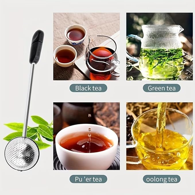 2pack Tea Ball, tea infuser for loose leaf tea, tea strainers for loose tea, stainless steel tea strainer, loose leaf tea steeper, easy clean, tea fine mesh strainer reusable-A (Black)