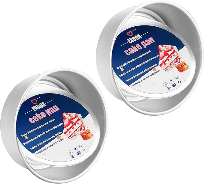 EXGOX 2 Pack 9-Inch Non-Stick Deep Aluminum Round Cake Pan With Removable Bottom For Wedding/Birthday/Christmas Cake Baking Round Cake Tin Set With Loose Base