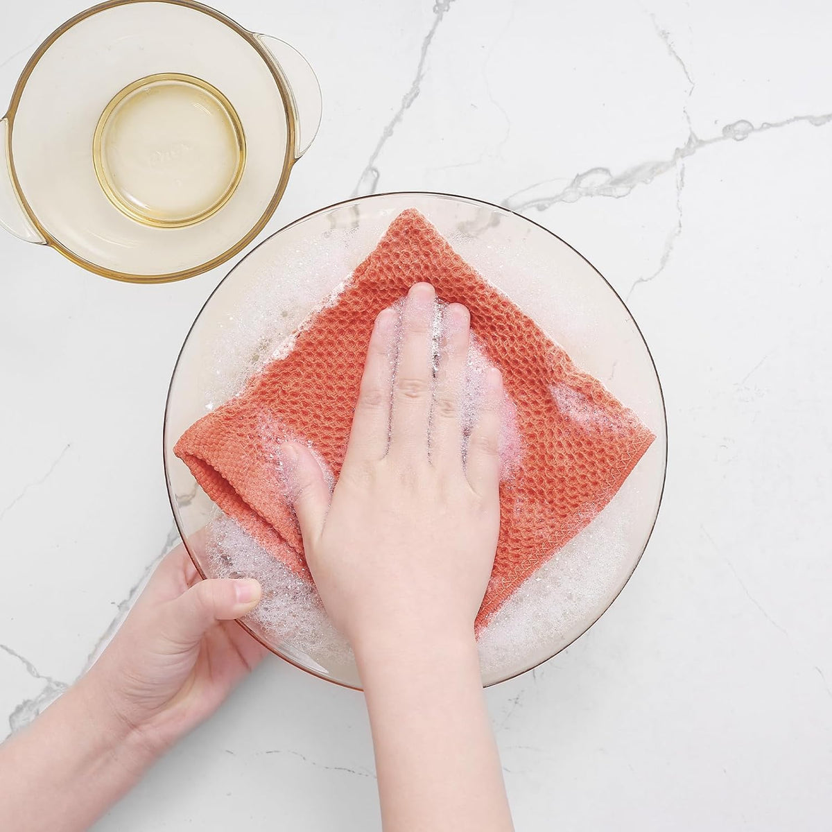 Homaxy 100% Cotton Waffle Weave Kitchen Dish Cloths, Ultra Soft Absorbent Quick Drying Dish Towels, 12 x 12 Inches, 6-Pack, Coral