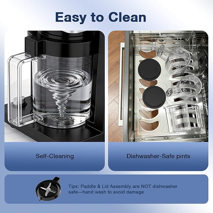 H-Duka 10-in-1 Ice Cream Maker Machine, 800W Frozen Treat Maker for Silky Gelato, Sorbet&Slushies, One-Touch Mix-In & Re-Spin for Creamy Texture, Keto & Vegan, Includes 3 Pints & Recipe Guide, Black