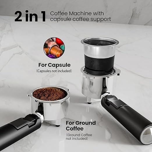 Electactic 20 Bar Professional Compact Espresso Cappuccino Machine with Auto Milk Frother, Stainless Steel Coffee Maker for Cappuccino, Latte