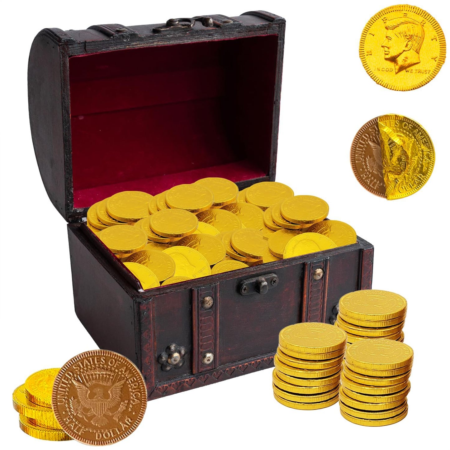 Milk Chocolate Coins, Gold Half-Dollar Chocolate Coins, Made with Premium Belgian