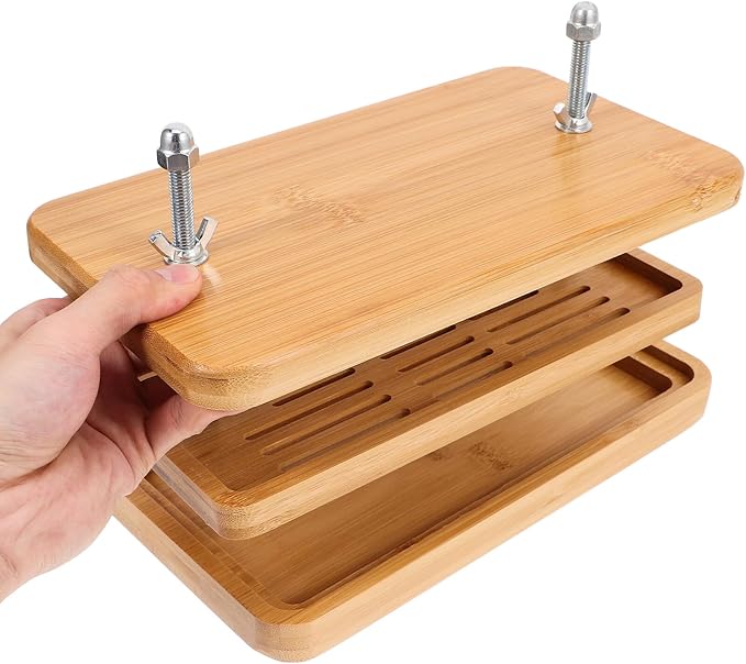 OSALADI Tofu Press and Drainer with Adjustable Pressure, 26x15cm Soybean Curd Mold for Homemade Bean Curd Making, 3-layer Drainage Tray Kitchen Tool for Home Tofu Maker