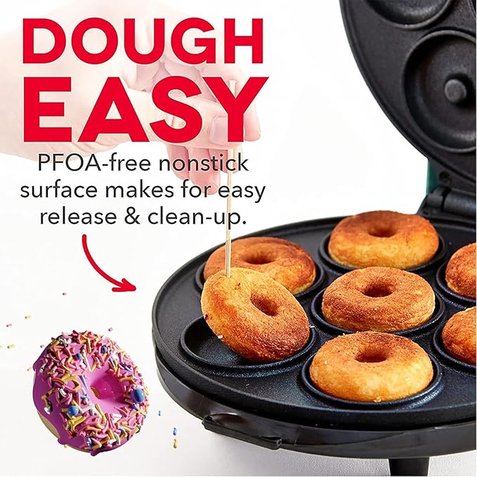 Mini Donut Maker,Electric Mini Doughnut Maker Machine, Makes 7 Mini Donutss, Non-Stick Mini Donut Machine, Easy Clean Doughnuts Maker Kit red (Green)