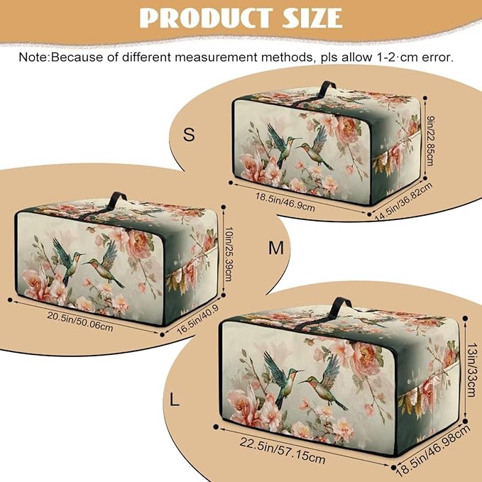 Air Fryer Toaster Oven Dust Cover Washable Fabric Countertop Microwave Smart Oven Cover for Kitchen Countertop Decor, L, 18.5 x 22.5 x 13 inches, Hummingbird Floral Pattern