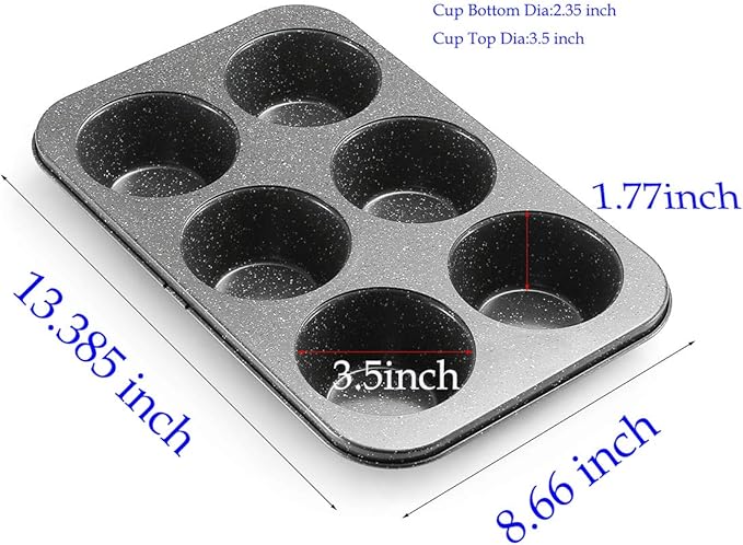 Monfish large muffin pan Jumbo Cupcake tin grey stone finish non sticking 3.5x1.75 inch cup