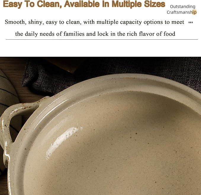 Heat Resistant Ceramic Casserole, Round Earthen Pot Cookware with Lid for Dinner and Party, Uniform Heating Stockpot for Stew, Soup, Steam, Bake(600ml/0.6quart, White)