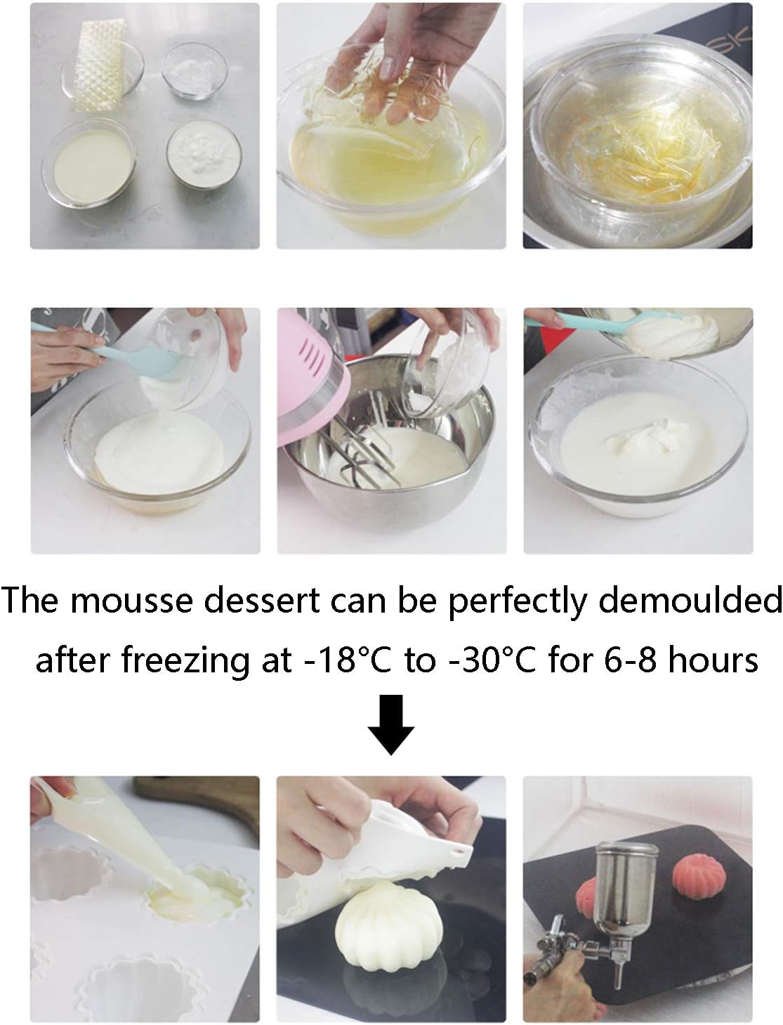 OCPO KITCHEN Quenelle Silicone Mold for Baking Mousse Cake, Fruit French Dessert, Pastry, Chocolate, Pudding, Jelly, Ice Cream, Quenelle Mold (12-Cavity)