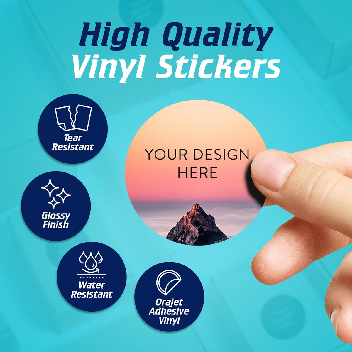 100 Custom Vinyl Stickers - Upload Your own Image, Text, Design, Logo - Personalized Logo Labels for Handmade, Packaging, Bottle, Jars, Candle, Brand Stickers (Mountain, 2x2)