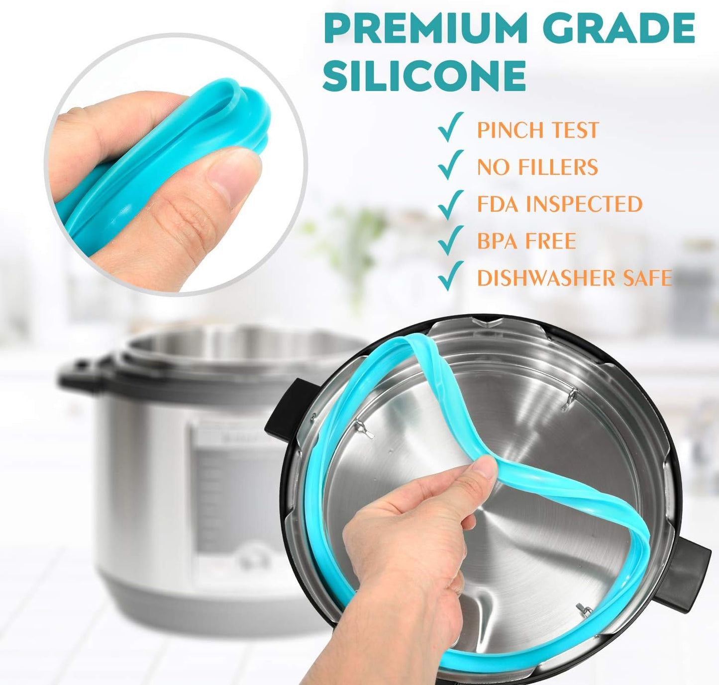 3-Pack 6QT Silicone Sealing Rings with Steam Release Valve - Compatible with Instant Pot Ultra & 6 Quart Models (Duo, Lux, Duo Plus, Ultra, Viva) - Dishwasher Safe.