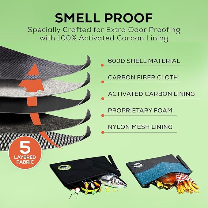 Small Smell Proof Bag 6" x 4", Smell Proof Container, Dog Tested Odor resistant Bag, Best Zipper Odor sealing Pouch Herbs and coffee, Money Organizer & Travel Medicine Bag, Scent resistent Containers