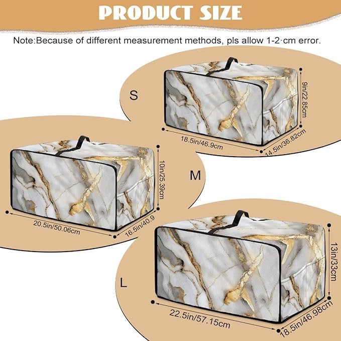 Toaster Oven Dust Cover with Storage Pockets, Protective Decorative Smart Oven Cover for for Kitchen Countertop, L, 18.5 x 22.5 x 13 inches, White Gold Gray Marble