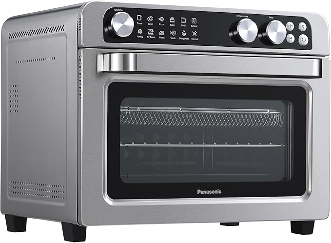 Panasonic FlashXpress Family Size Air Fryer Toaster Oven Combo, 11 Cooking Functions, 1800W PFAS-Free, Double Infrared Heating, Temperature Control Dial, Stainless Steel - NB-G211P