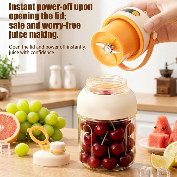 Portable Electric Juicer Cup with Zero Cord Hassle, Leakproof USB-C Rechargeable with Dual Lid Design, Personal Portable Juicer Blender for Gym, Office, Travel and Outdoors (1000ml/33.81oz)