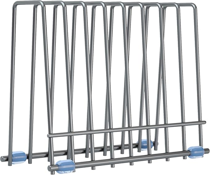 IDEATECH Reusable Silicone Bags Rack, Drying Rack for Storage Bags, Stainless Stand for Reusable Freezer Bags, File Organizer Desktop Storage Book Shelf (Grey)
