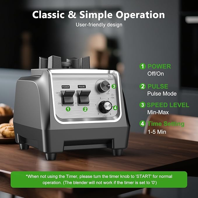 H-Duka 1800W Blender for Smoothies, 70oz Pitcher & 20oz Grinder, 28000 RPM High Speed Countertop Blender for Kitchen for Ice Crushing, Frozen Fruits & Nut Butter, 1-5 Min Timer, Multiple Speeds