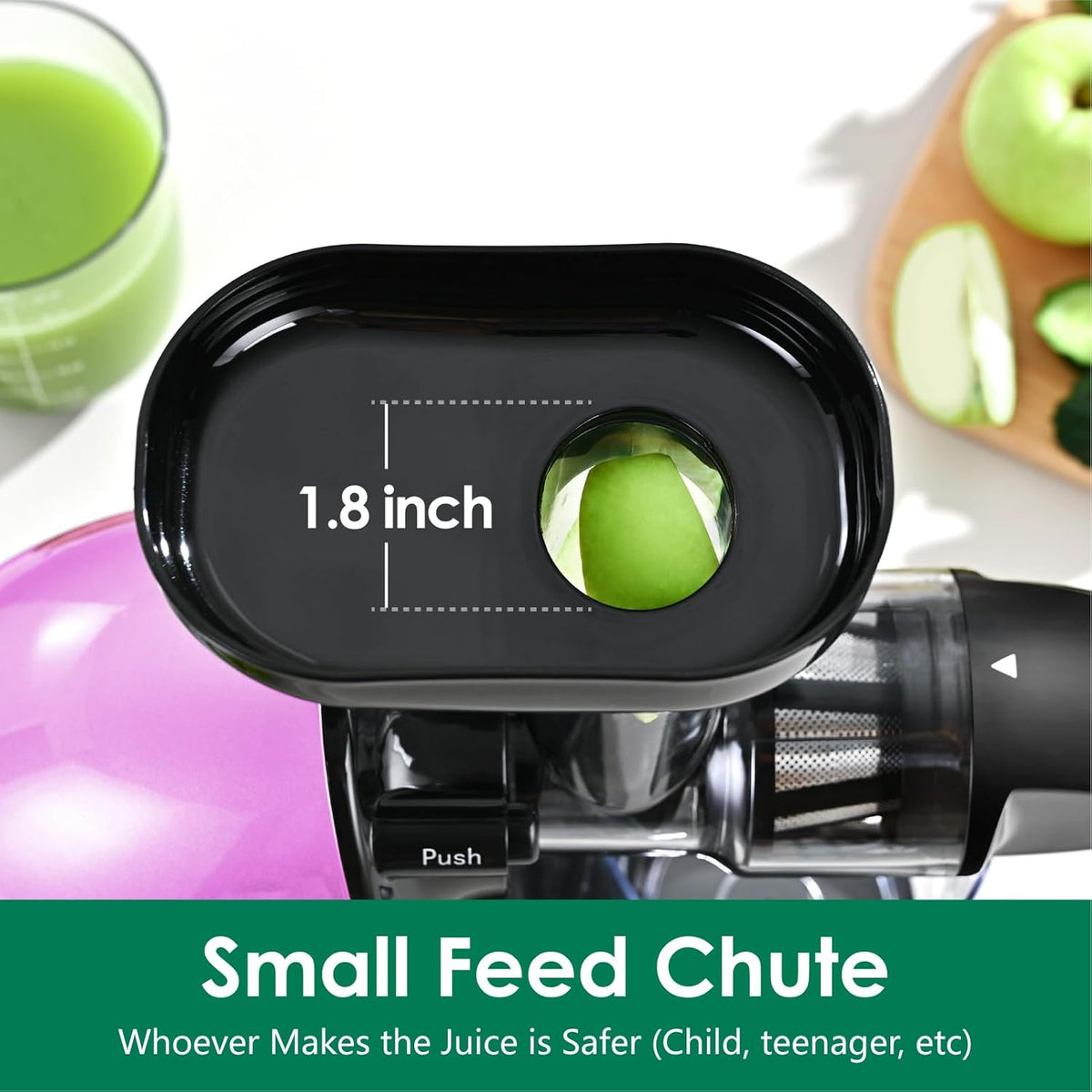 Slow Masticating Juicer,Brecious Cold Press Juicers with 2 Speed Modes & Quiet Motor,Juicers Machines Vegetable and Fruit with Reverse Function,Celery Juicer,BPA-Free,Easy to Clean (Purple）