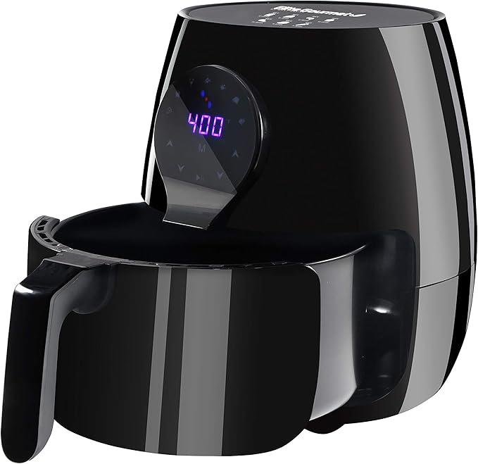 Elite Gourmet EAF5317D Digital 5.3Qt Hot Air Fryer 7 Menu Functions 1350W Oil-Less Healthy Cooker, Timer & Temperature Controls, PFOA/PTFE Free, Black